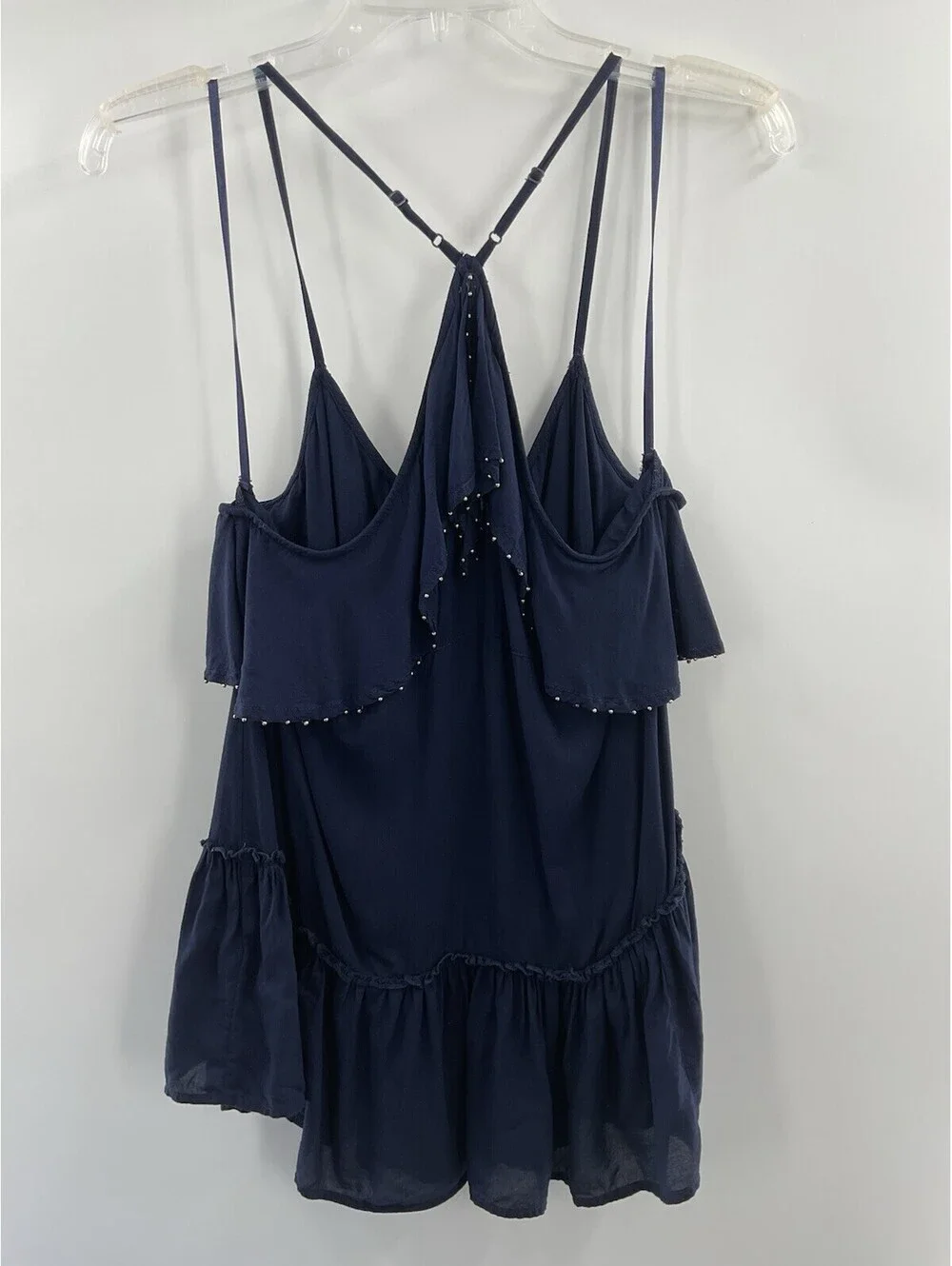Free people women’s sleeveless blouse Ruffles Beaded (see measurements) 087